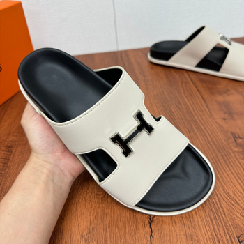 Sandale bărbați slip-on din piele, primăvară-vară 2025, piele de vită de top-grain, stil european, talpă anti-derapaj, respirante, talpă groasă, în stil coreean