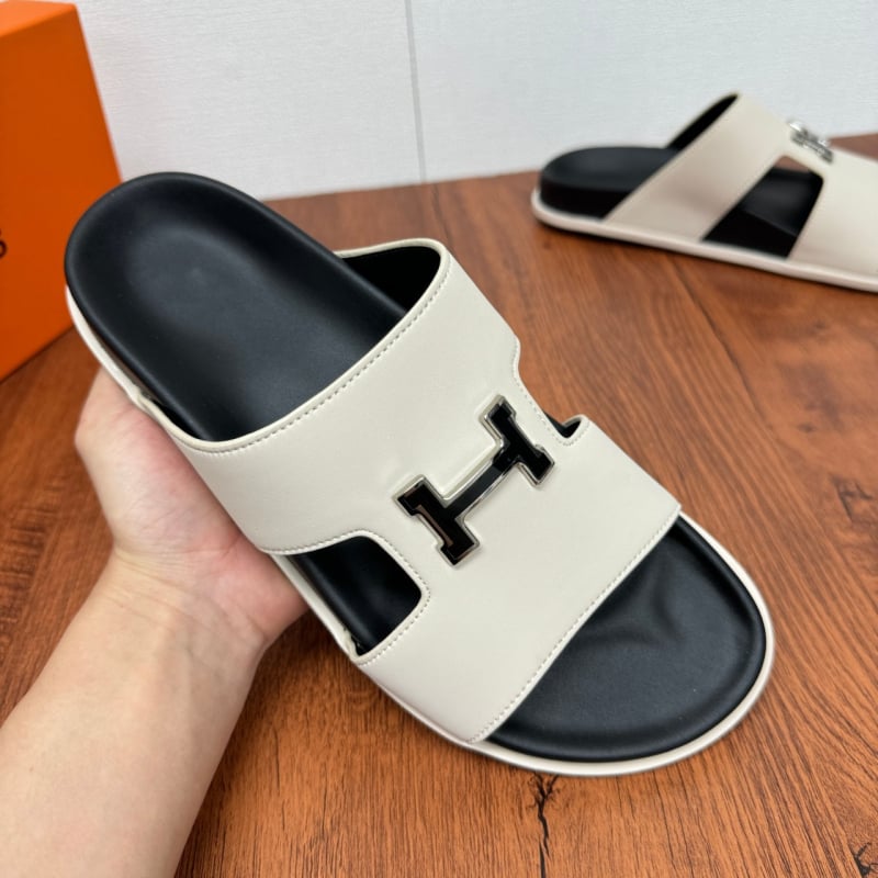 Sandale bărbați slip-on din piele, primăvară-vară 2025, piele de vită de top-grain, stil european, talpă anti-derapaj, respirante, talpă groasă, în stil coreean