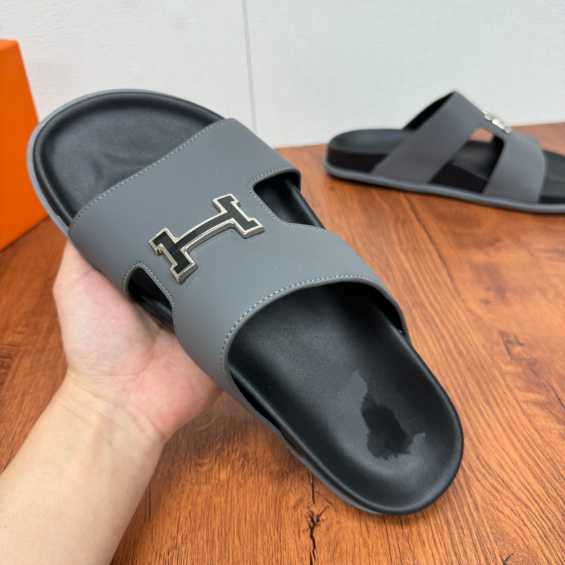 Sandale bărbați slip-on din piele, primăvară-vară 2025, piele de vită de top-grain, stil european, talpă anti-derapaj, respirante, talpă groasă, în stil coreean