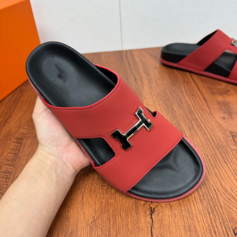 Sandale bărbați slip-on din piele, primăvară-vară 2025, piele de vită de top-grain, stil european, talpă anti-derapaj, respirante, talpă groasă, în stil coreean