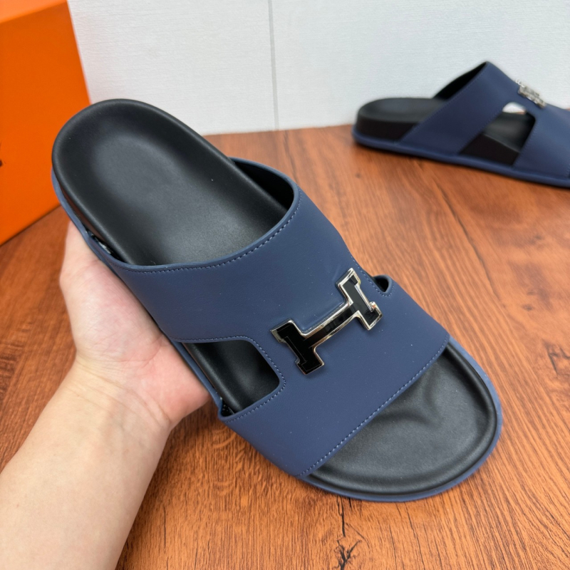 Sandale bărbați slip-on din piele, primăvară-vară 2025, piele de vită de top-grain, stil european, talpă anti-derapaj, respirante, talpă groasă, în stil coreean