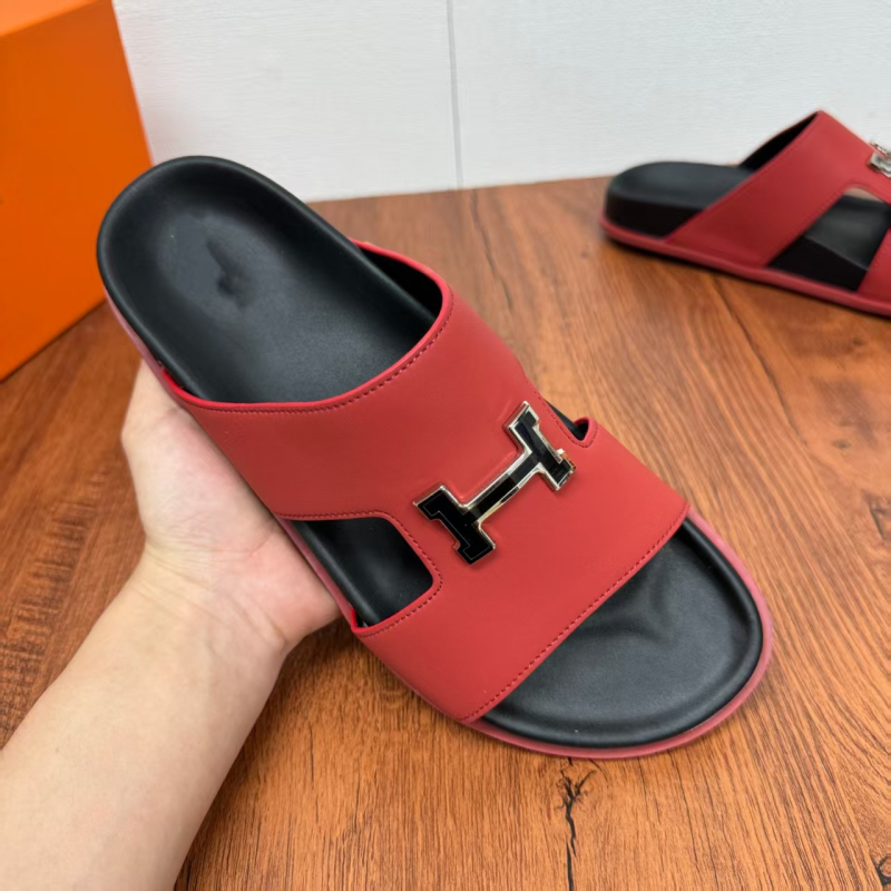 Sandale bărbați slip-on din piele, primăvară-vară 2025, piele de vită de top-grain, stil european, talpă anti-derapaj, respirante, talpă groasă, în stil coreean