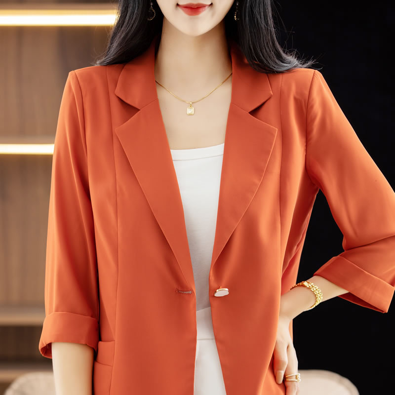 Ženski ljetni sako-blazer od ice-silk, elegantan, uska silueta, lagano proziran, zaštita od sunca
