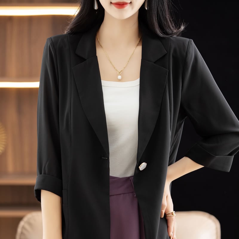 Ženski ljetni sako-blazer od ice-silk, elegantan, uska silueta, lagano proziran, zaštita od sunca