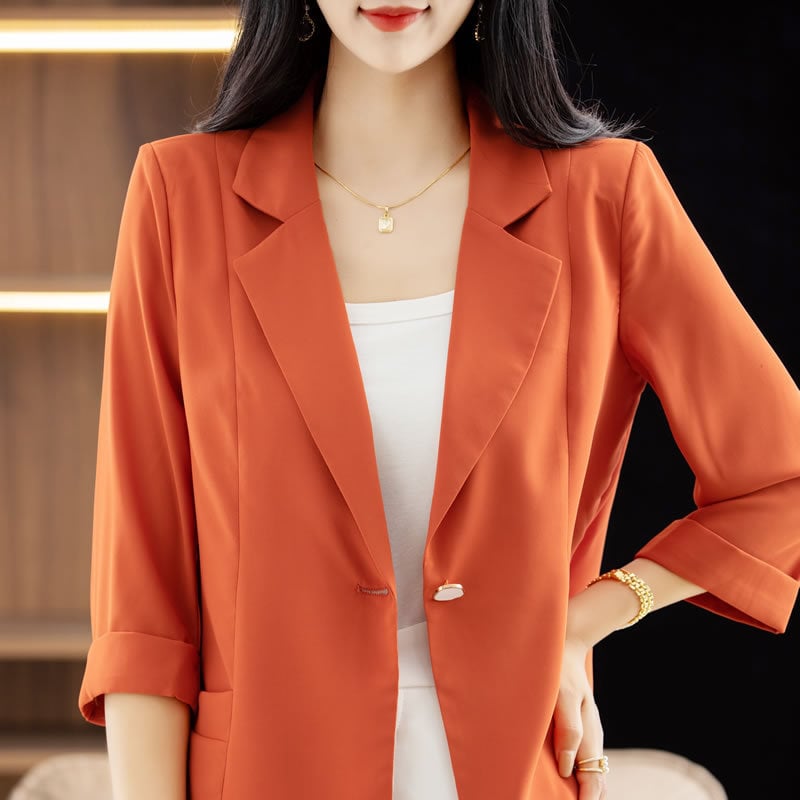 Ženski ljetni sako-blazer od ice-silk, elegantan, uska silueta, lagano proziran, zaštita od sunca