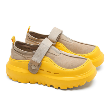 Pantofi casual slip-on unisex, talpă groasă cu creștere a înălțimii, partea superioară din cânepă, mid-top, închidere Velcro