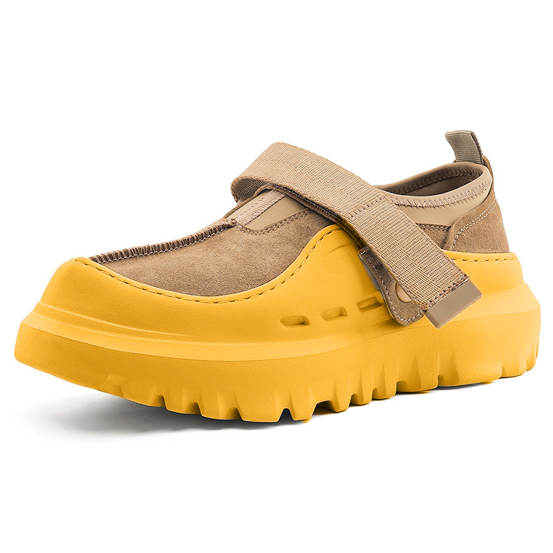 Pantofi casual slip-on unisex, talpă groasă cu creștere a înălțimii, partea superioară din cânepă, mid-top, închidere Velcro