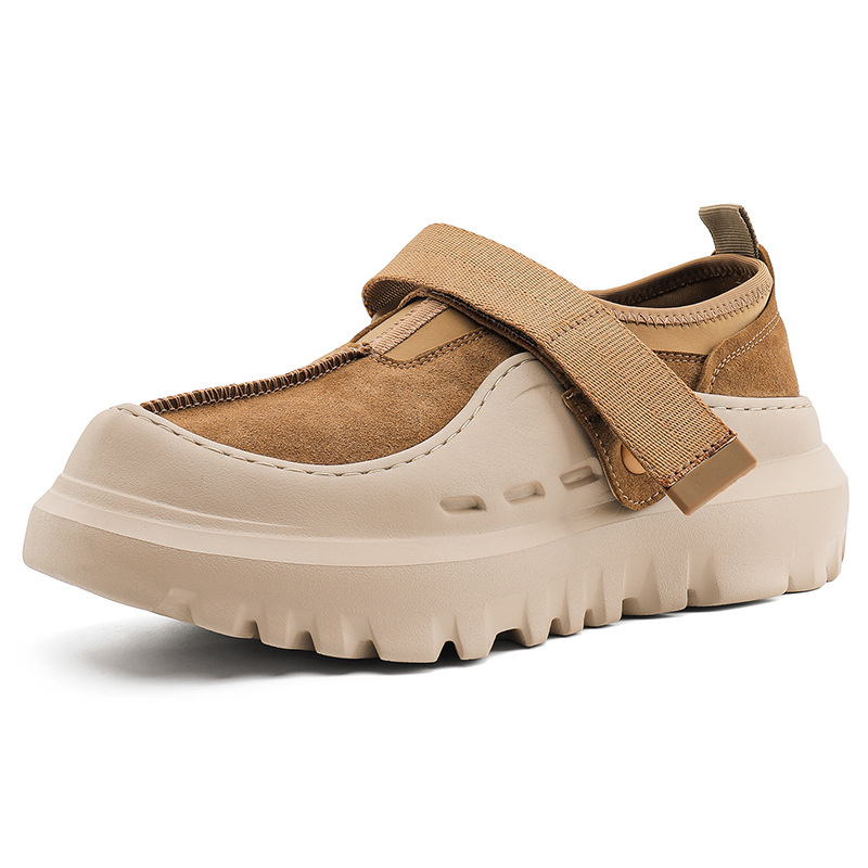 Pantofi casual slip-on unisex, talpă groasă cu creștere a înălțimii, partea superioară din cânepă, mid-top, închidere Velcro