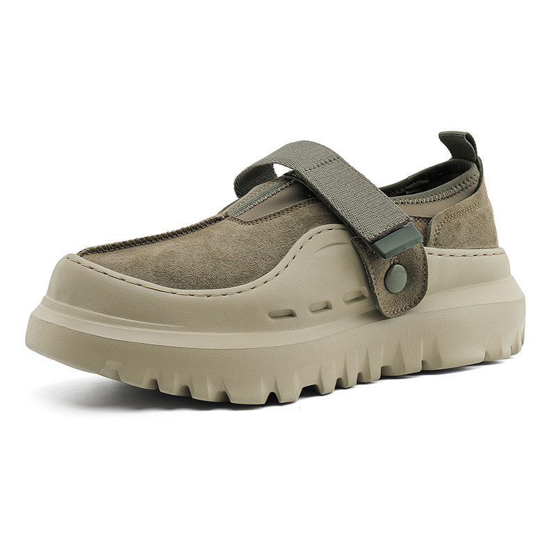 Pantofi casual slip-on unisex, talpă groasă cu creștere a înălțimii, partea superioară din cânepă, mid-top, închidere Velcro