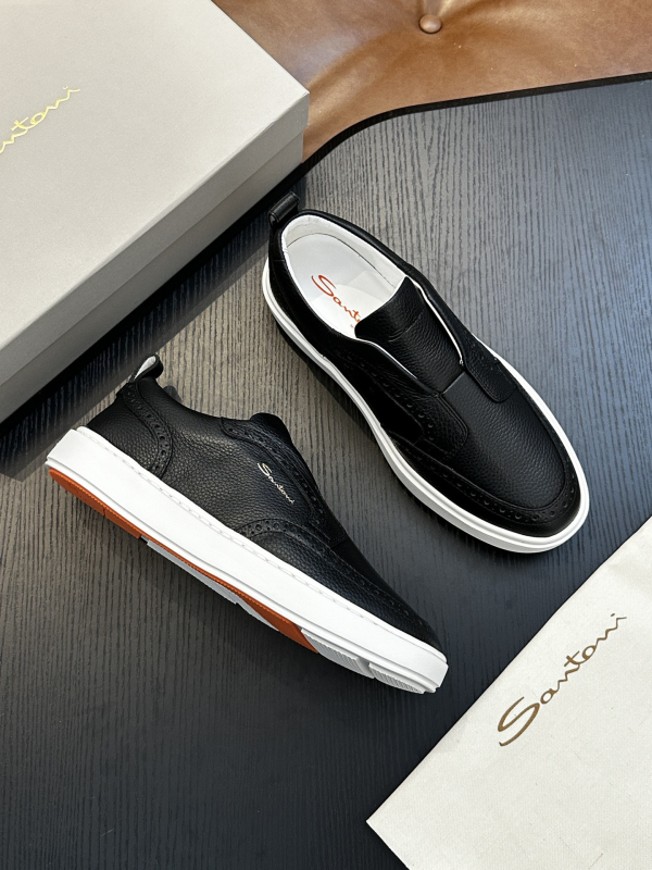 Férfi slip-on sportcipő borjúbőrből, gravírozott minta, divatos