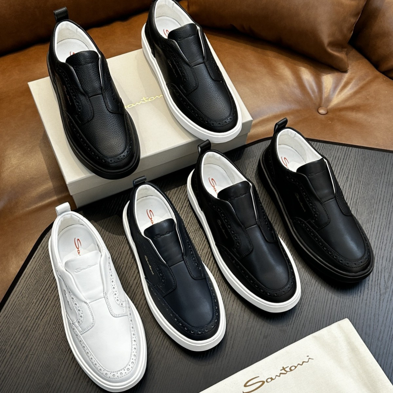 Férfi slip-on sportcipő borjúbőrből, gravírozott minta, divatos
