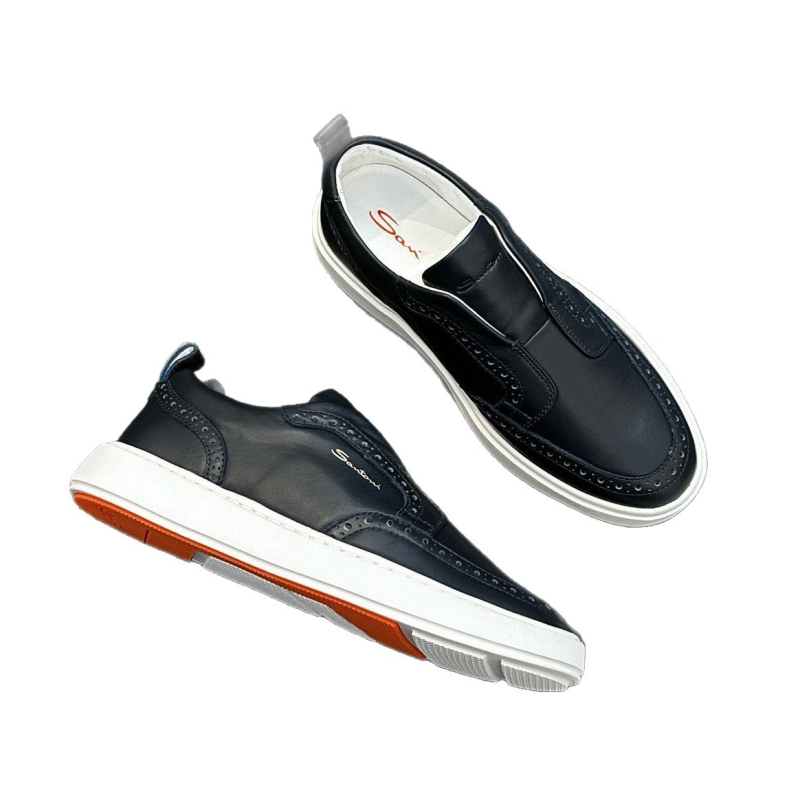 Férfi slip-on sportcipő borjúbőrből, gravírozott minta, divatos