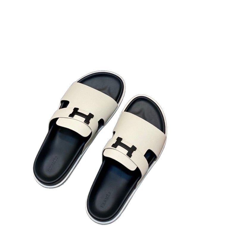 Sandale pentru bărbați din piele naturală, talpă groasă, slip-on casual pentru vară 2025