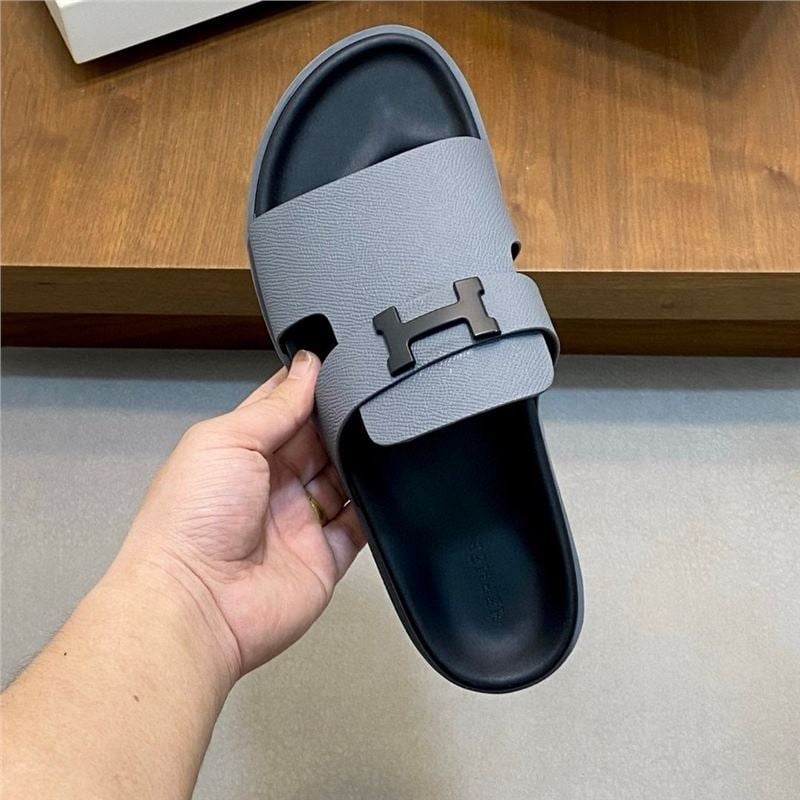 Sandale pentru bărbați din piele naturală, talpă groasă, slip-on casual pentru vară 2025