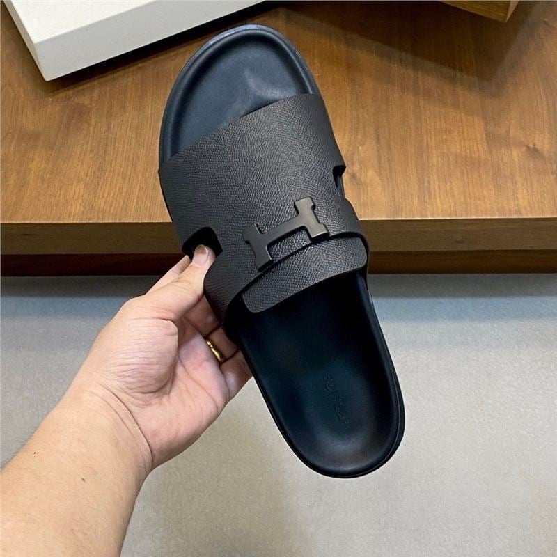 Sandale pentru bărbați din piele naturală, talpă groasă, slip-on casual pentru vară 2025