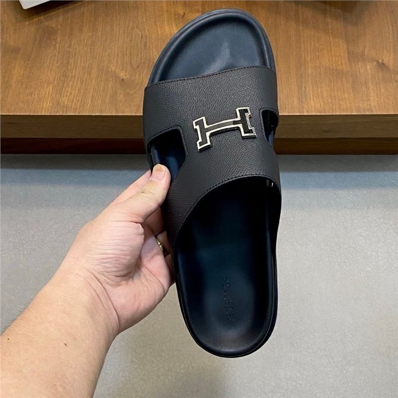Sandale pentru bărbați din piele naturală, talpă groasă, slip-on casual pentru vară 2025