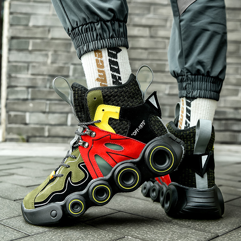 Adidași înalți pentru bărbați, talpă groasă, stil Ins, pentru purtare zilnică
