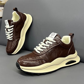 Pantofi sport casual pentru bărbați, toamna 2024, partea superioară din țesătură, căptușeală din piele naturală, talpă PU rezistentă, profil jos, șireturi