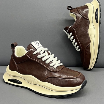 Pantofi sport casual pentru bărbați, toamna 2024, partea superioară din țesătură, căptușeală din piele naturală, talpă PU rezistentă, profil jos, șireturi