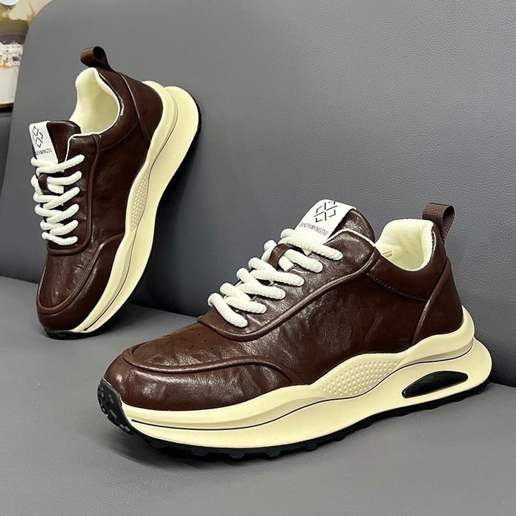 Pantofi sport casual pentru bărbați, toamna 2024, partea superioară din țesătură, căptușeală din piele naturală, talpă PU rezistentă, profil jos, șireturi