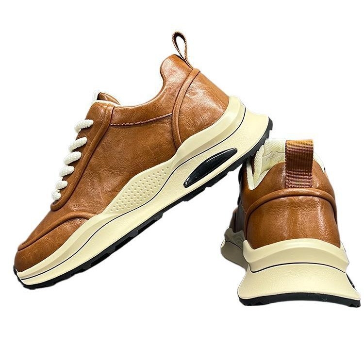 Pantofi sport casual pentru bărbați, toamna 2024, partea superioară din țesătură, căptușeală din piele naturală, talpă PU rezistentă, profil jos, șireturi