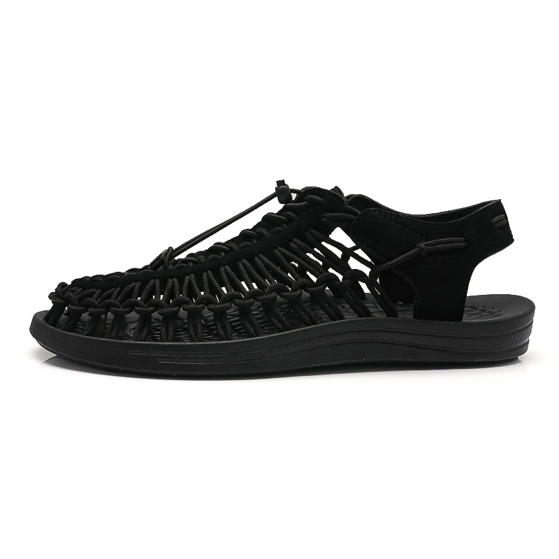 Kézzel szőtt férfi szandálok, nyári strandcipők, lélegző perforált, casual kültéri lábbeli