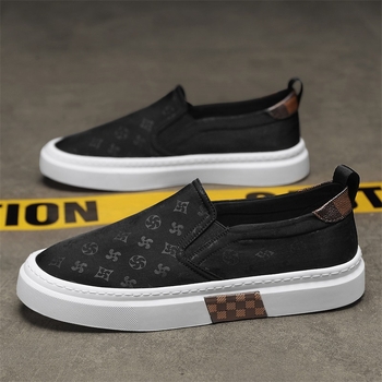 Muške crne platnene Slip-On tenisice, casual, jesen 2024, mekana potplata
