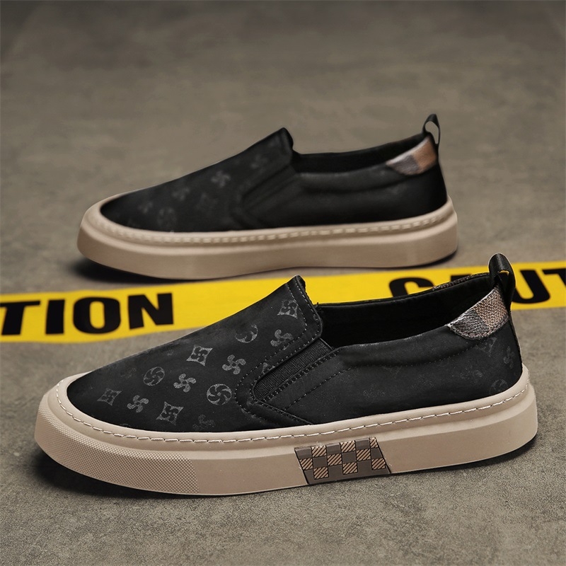 Muške crne platnene Slip-On tenisice, casual, jesen 2024, mekana potplata