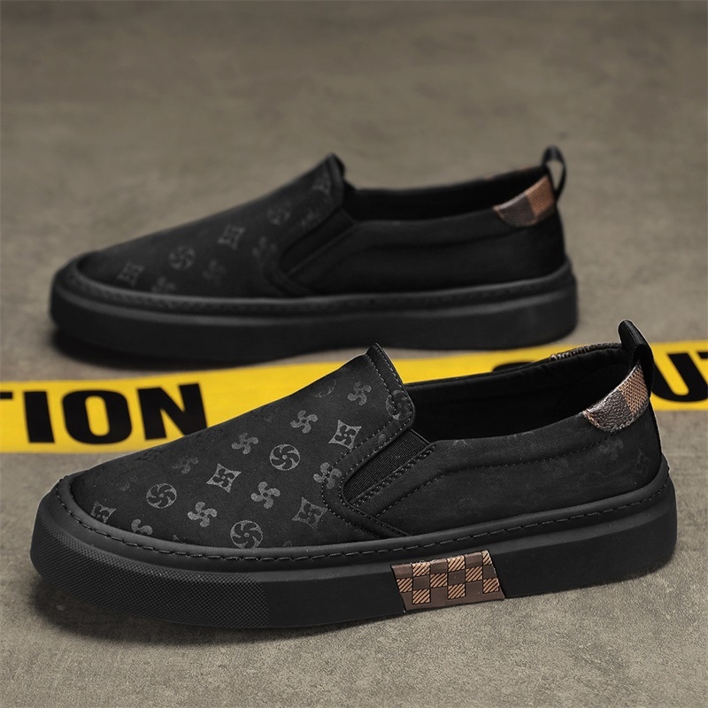 Muške crne platnene Slip-On tenisice, casual, jesen 2024, mekana potplata