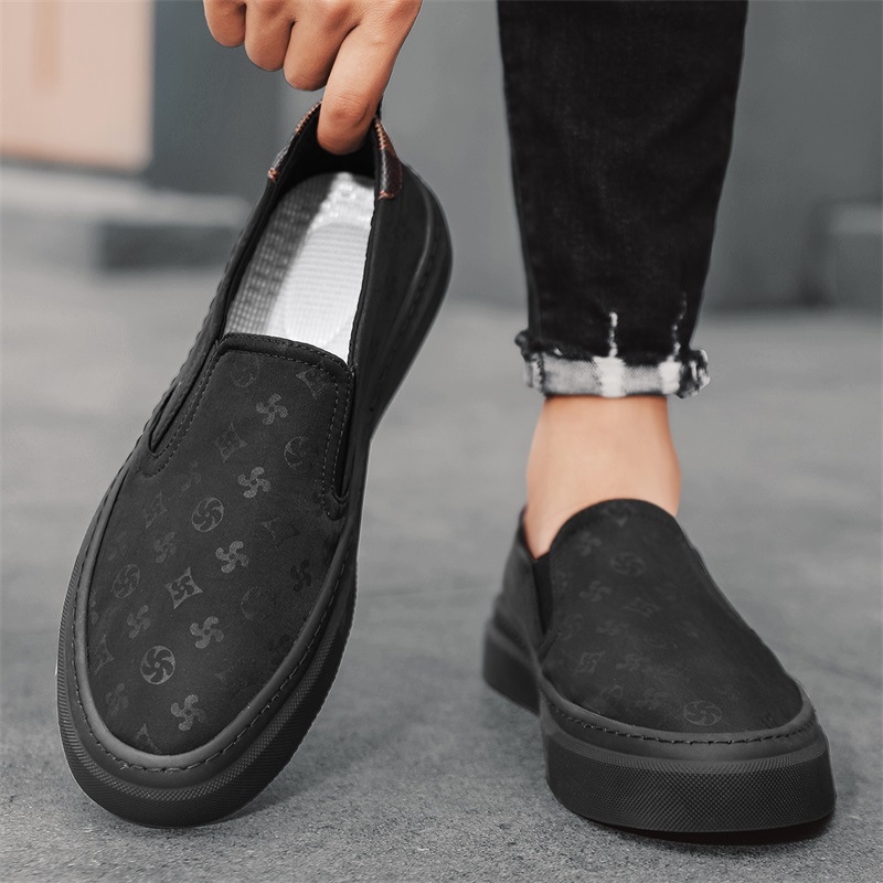 Muške crne platnene Slip-On tenisice, casual, jesen 2024, mekana potplata