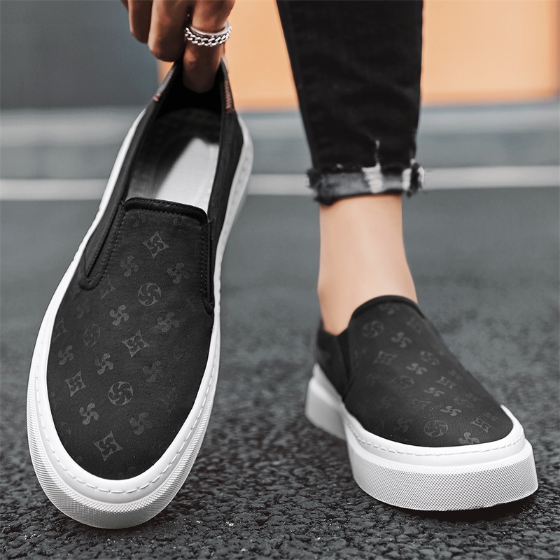 Muške crne platnene Slip-On tenisice, casual, jesen 2024, mekana potplata