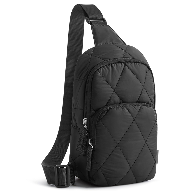 Lagana crossbody/pojas torba s rombom šivanjem quiltom, džep za mobitel, unutarnji džep sa zatvaračem, vanjska najlonska površina, podstava od poliestera