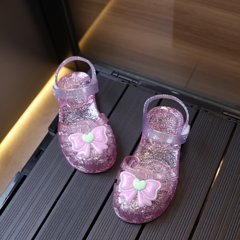 Dječje sandale s jelly kristalima i mašnicom, anti-slip za plažu, stil princeze, korejski stil