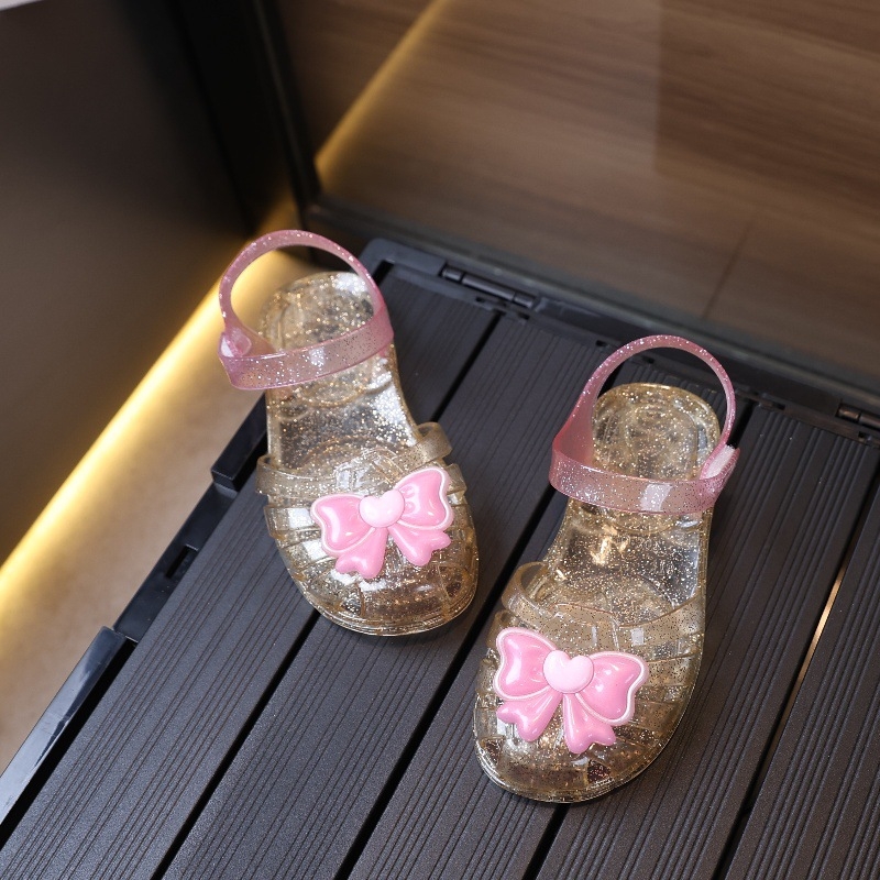 Dječje sandale s jelly kristalima i mašnicom, anti-slip za plažu, stil princeze, korejski stil