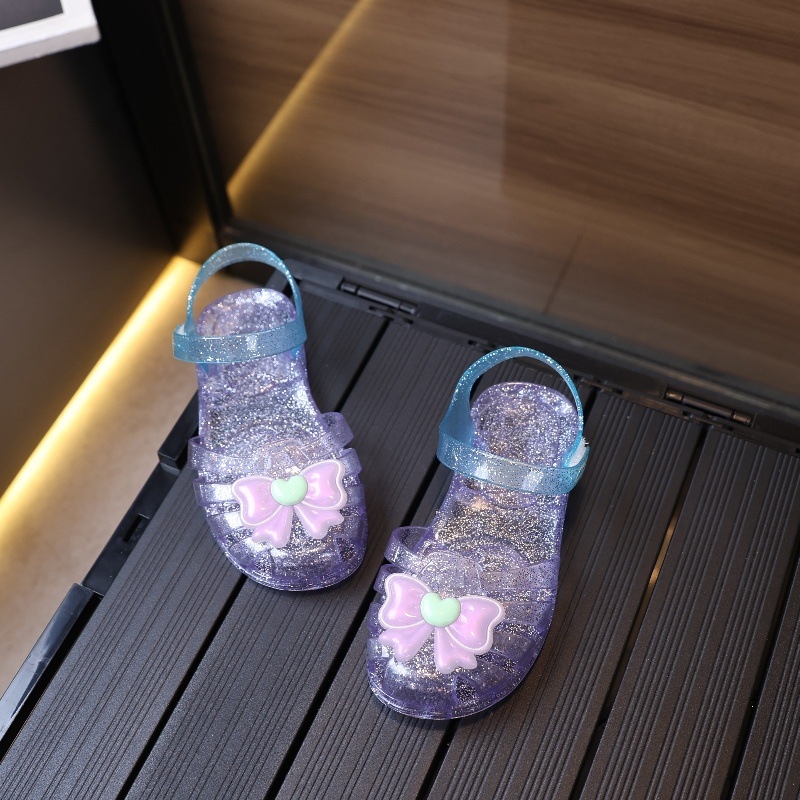 Dječje sandale s jelly kristalima i mašnicom, anti-slip za plažu, stil princeze, korejski stil