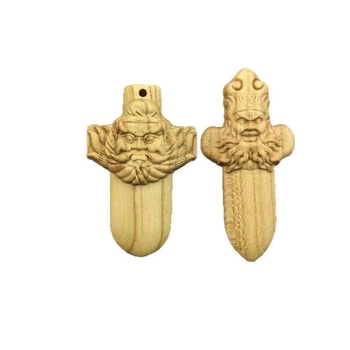 Privezak od breskvina drva sa graviranim likom Zhong Kui, klasičan stil, duljina 5 cm ili 6 cm