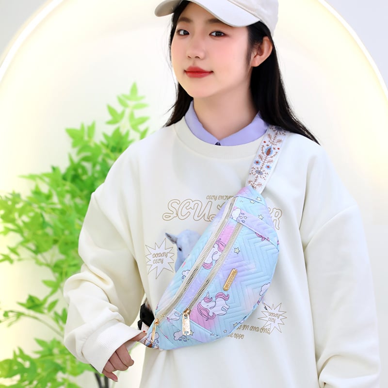 2025 nova žena crossbody torba s motivom jednoroga, slatki crtani stil, casual, svestrana