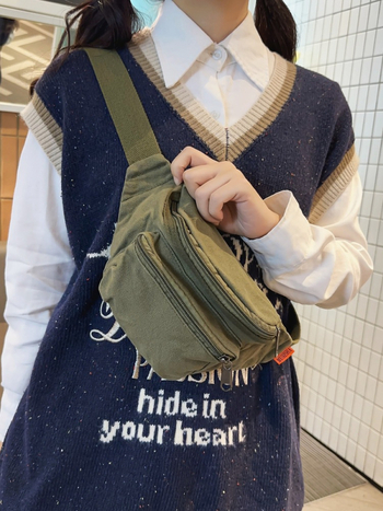 Unisex torba za prsa od ispranog platna u japanskom stilu, casual mala crossbody torba za mlade
