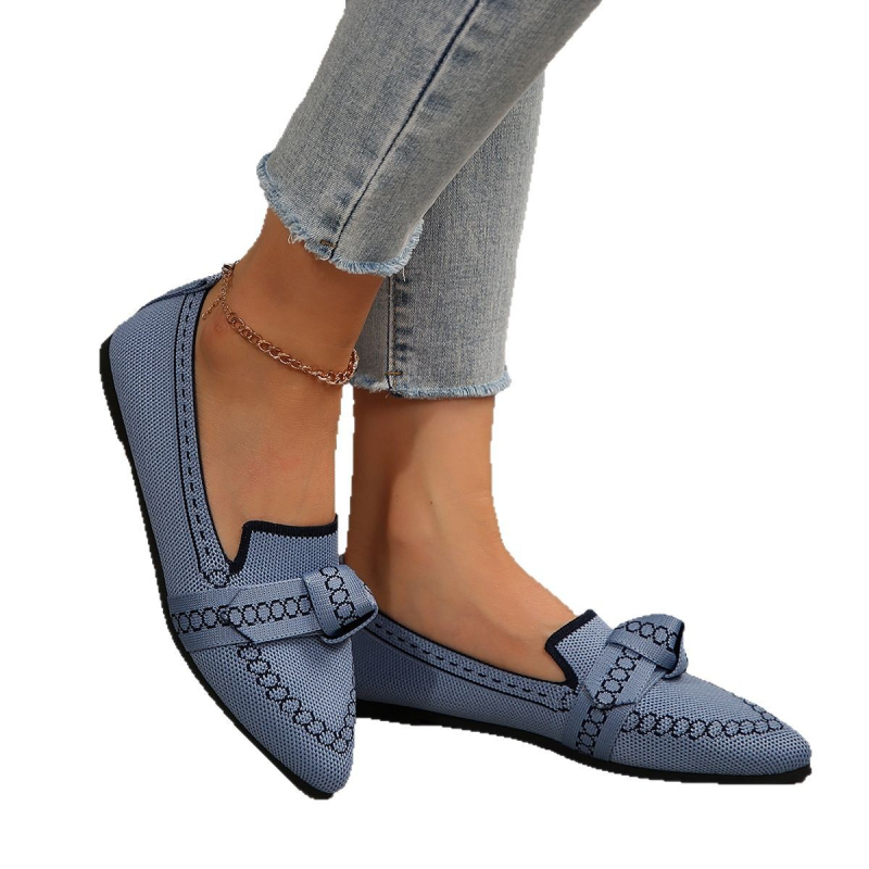 Γυναικείες slip-on flats με μυτερό άκρο και φιόγγι, καθημερινά παπούτσια από ύφασμα, μεγάλου μεγέθους