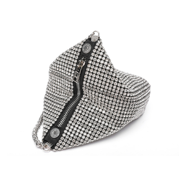 Ženska večernja torbica s dijamantnim ukrasom i kristalima, svilenim vanjskim dijelom, elegantan večernji clutch