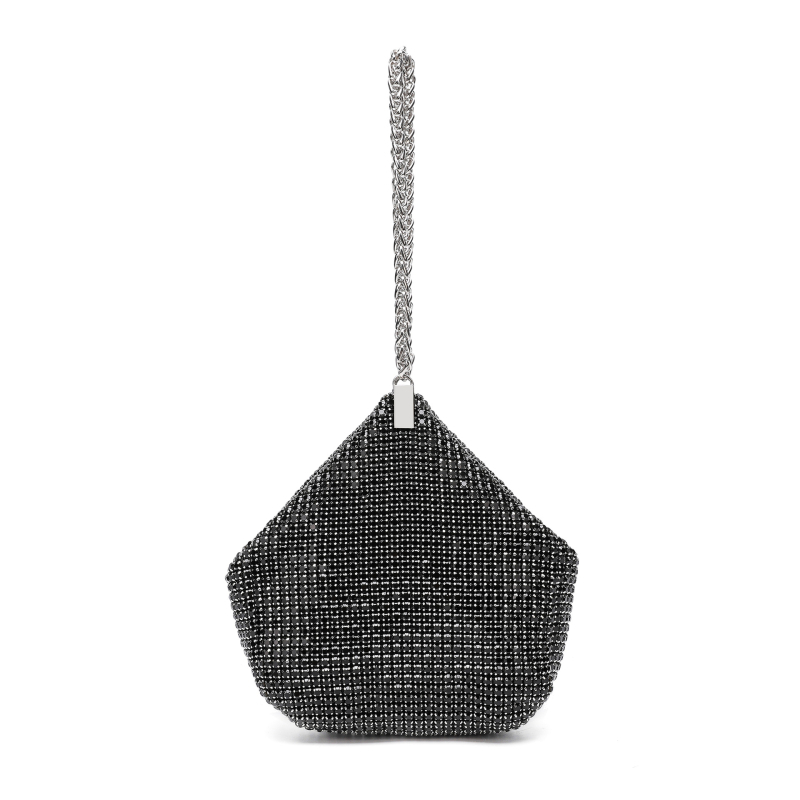 Ženska večernja torbica s dijamantnim ukrasom i kristalima, svilenim vanjskim dijelom, elegantan večernji clutch