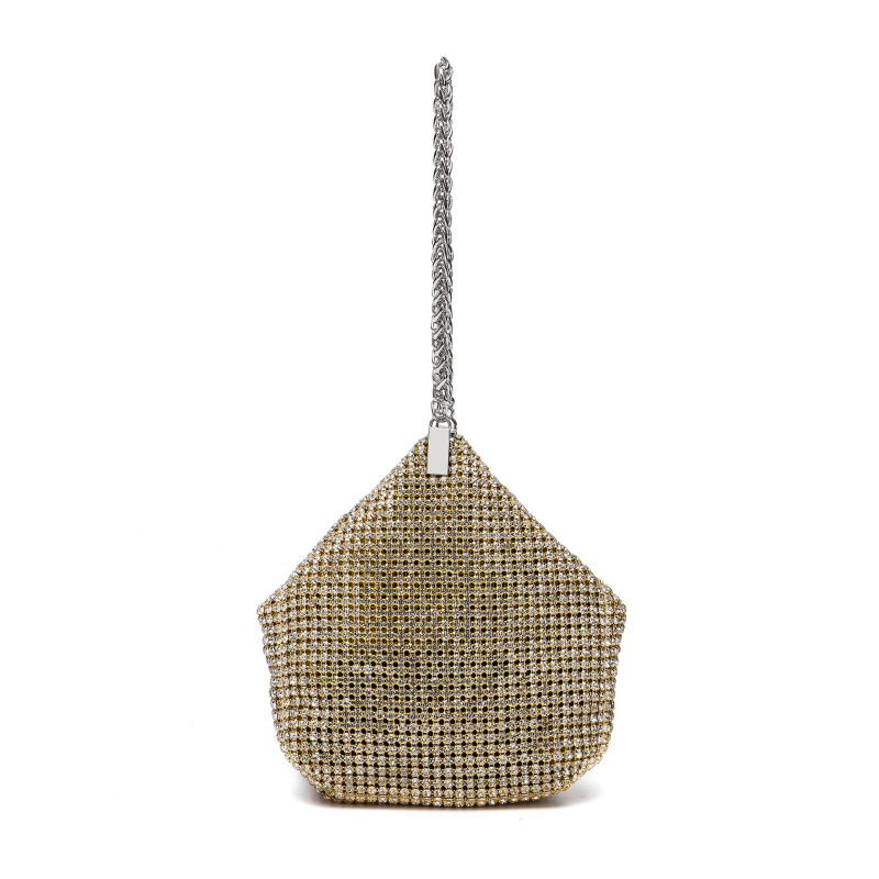 Ženska večernja torbica s dijamantnim ukrasom i kristalima, svilenim vanjskim dijelom, elegantan večernji clutch