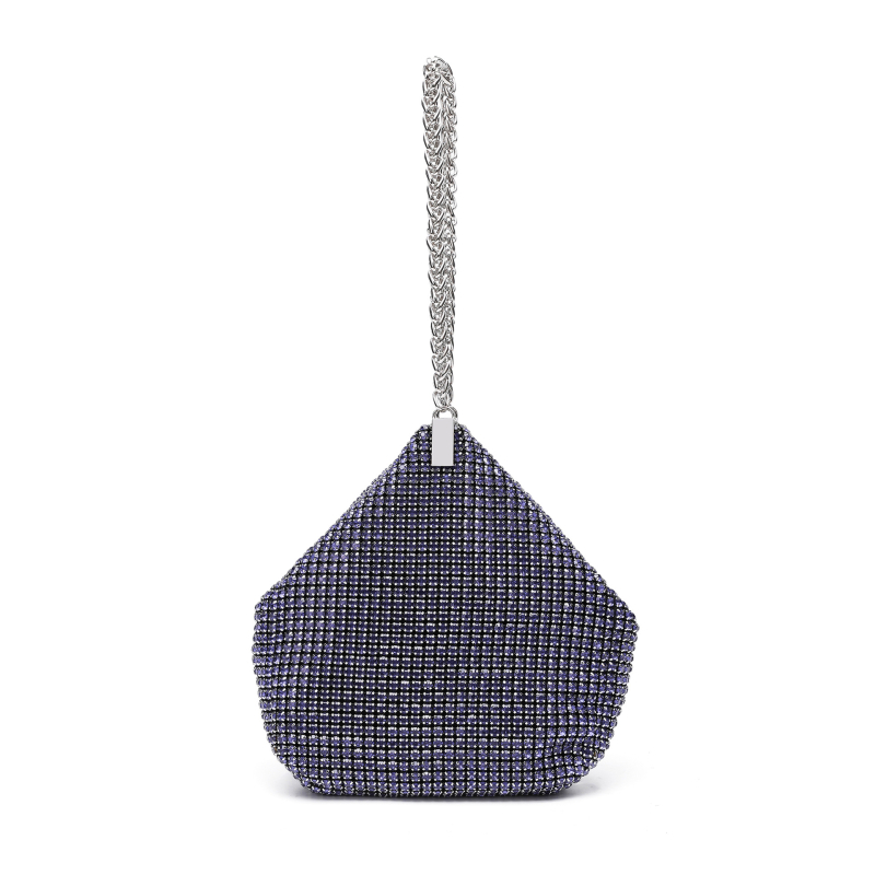 Ženska večernja torbica s dijamantnim ukrasom i kristalima, svilenim vanjskim dijelom, elegantan večernji clutch