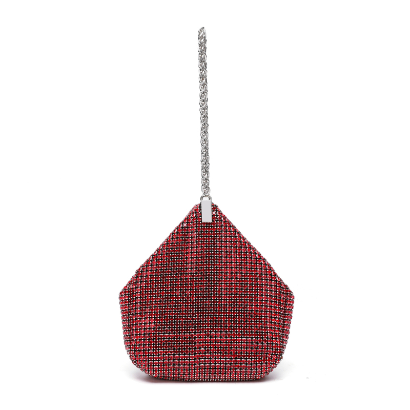 Ženska večernja torbica s dijamantnim ukrasom i kristalima, svilenim vanjskim dijelom, elegantan večernji clutch