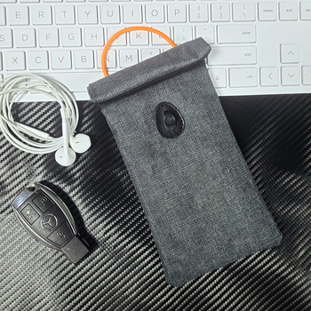 Geantă Faraday pentru semnale RFID, din pânză, pliabilă, pentru telefon și chei, protecție auto