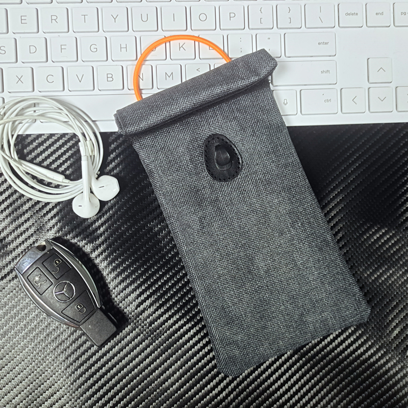 Geantă Faraday pentru semnale RFID, din pânză, pliabilă, pentru telefon și chei, protecție auto