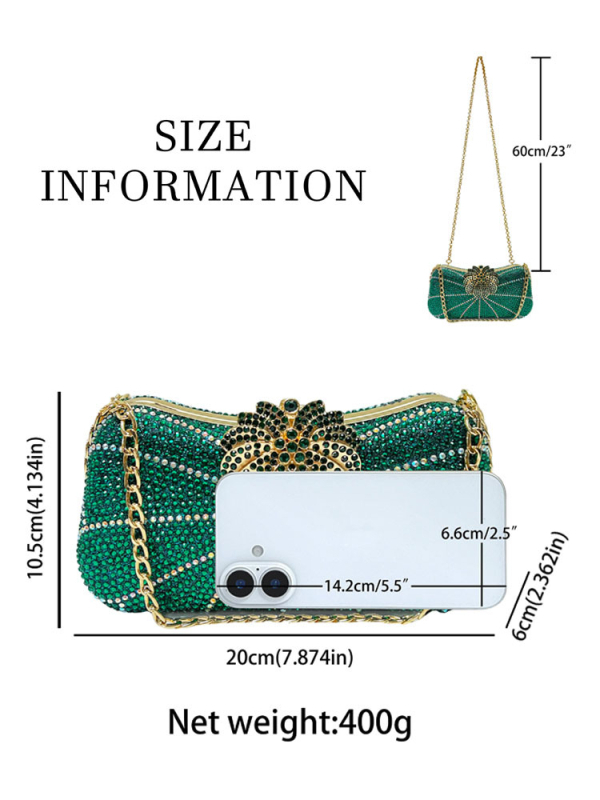 Ženska večernja torbica sa kristalima – luksuzni clutch za formalne prilike