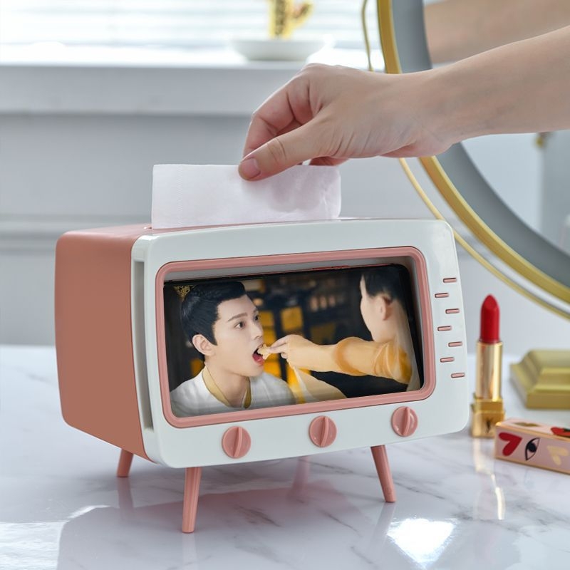 Držač za telefon u stilu InS, kutija za maramice, stolni retro nosač televizora i kutija za pohranu