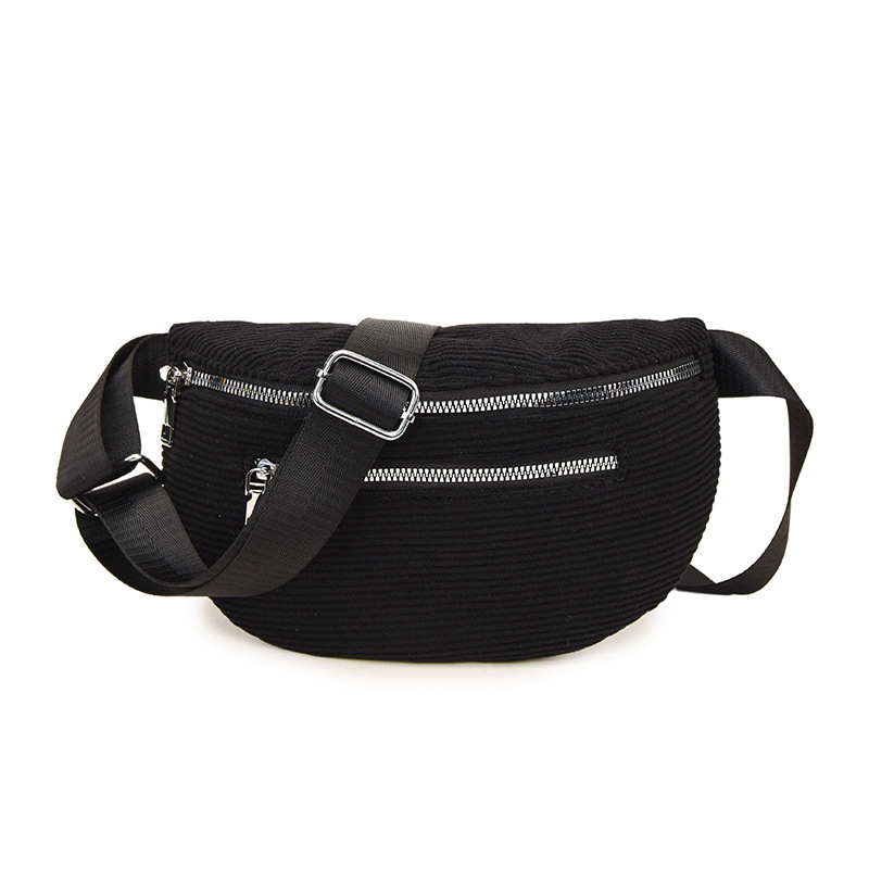 Corduroy női crossbody táska, ősz 2025, városi egyszerű stílus, cipzárral és belső zsebekkel