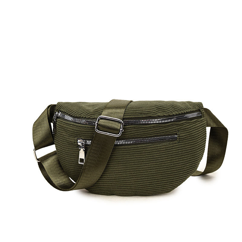 Corduroy női crossbody táska, ősz 2025, városi egyszerű stílus, cipzárral és belső zsebekkel